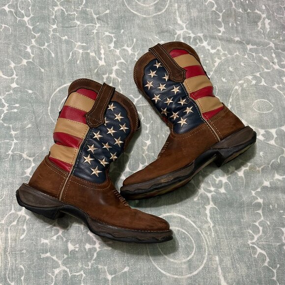 Durango Women's 10" American Flag Brown Leather Western Boots Size 6.5M - Picture 4 of 5